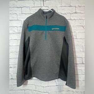 Spyder Gray and Teal Half Zip Pullover, sz XL